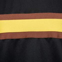 Pre Owned Ganni Black Striped Jersey Dubois Polo Top S