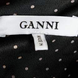 Pre Owned Ganni Black Polka Dot Satin Cameron Maxi Dress S