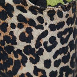 Ganni Multicolor Animal Printed Denim Wide Leg Jeans S Waist 29"