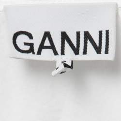 Pre Owned Ganni White Cotton Oversized Ruffled Collar Shirt L