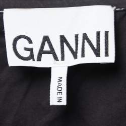 Pre Owned Ganni Black Cotton Ruffled Collar Sleeveless Top L