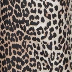 Pre Owned Ganni Brown Animal Print Jacquard Puff Sleeve Mini Dress M