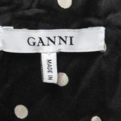 Pre Owned Ganni Black Polka Dot Printed Silk Button Front Maxi Dress M