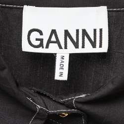 Pre Owned Ganni Black Cotton Button Front Sleeveless Shirt S