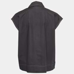 Pre Owned Ganni Black Cotton Button Front Sleeveless Shirt S