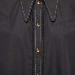 Pre Owned Ganni Black Cotton Button Front Sleeveless Shirt S