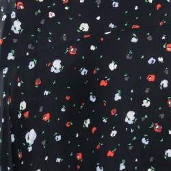 Ganni Black Print Silk Nolana Wrap On Midi Skirt L