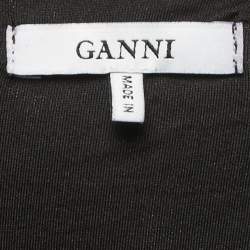 Ganni Black Stretch Knit Addison Wrap Midi Skirt M