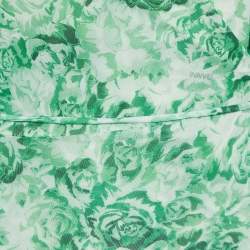 Pre Owned Ganni Green Floral Print Stretch Knit Wrap Midi Dress S