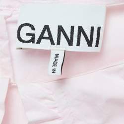 Pre Owned Ganni Pink Floral Printed Cotton Balloon Sleeve Mini Dress L