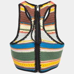 Ganni Multicolor Crochet Knit Crop Top S