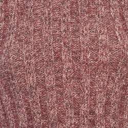 Pre Owned Ganni Pink Lurex Rib Knit Sleeveless Top S