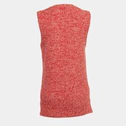 Pre Owned Ganni Red/Pink Knit Sleeveless Top XS