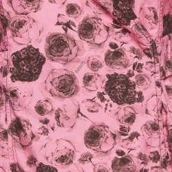 مملوكة مسبقًا Ganni Pink Floral Print Cotton Belted Wrap Mini Dress M
