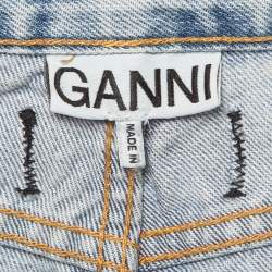Pre Owned Ganni Light Blue Washed Denim High Waist Jeans S Waist 26