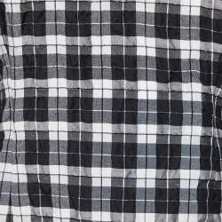 Pre Owned Ganni Black Checked Seersucker  Balloon Sleeve Mini Dress S