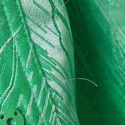 Pre Owned Ganni Green Abstract Pattern Jacquard Puff Sleeve Mini Dress M