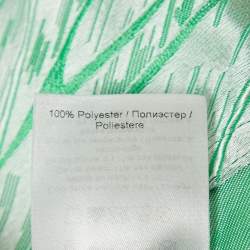 Pre Owned Ganni Green Abstract Pattern Jacquard Puff Sleeve Mini Dress M