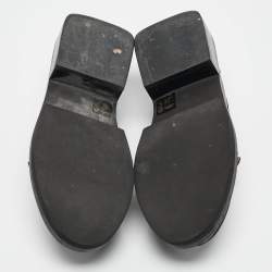 Pre Owned Ganni Black Leather Crystal Embellished Slip On Loafers Size 35