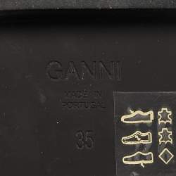 Pre Owned Ganni Black Leather Crystal Embellished Slip On Loafers Size 35