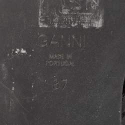 Pre Owned Ganni Black Leather Buckle Slingback Flats Size 37