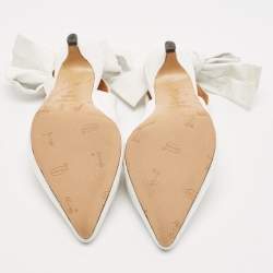 Pre Owned Ganni White Leather Pointed Toe Ankle Strap Pumps Size 39