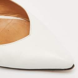 Pre Owned Ganni White Leather Pointed Toe Ankle Strap Pumps Size 39