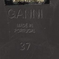 Pre Owned Ganni Silver Leather Buckle Slingback Flats Size 37