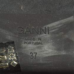 Pre Owned Ganni Black Patent Leather Crystal Embellished Slip On Loafers Size 37