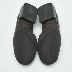 Pre Owned Ganni Black Patent Leather Crystal Embellished Slip On Loafers Size 37