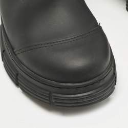 Pre Owned Ganni Black Rubber City Ankle Boots Size 36