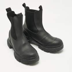 Pre Owned Ganni Black Rubber City Ankle Boots Size 36