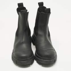 Pre Owned Ganni Black Rubber City Ankle Boots Size 36