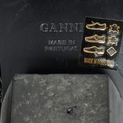 Pre Owned Ganni Black/Cream Leather Cowboy Boots Size 39