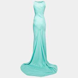 Gareth Pugh Aqua Green Silk Sleeveless Column Gown S
