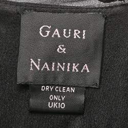 Gauri & Nanika Black Chiffon Draped Maxi Dress M