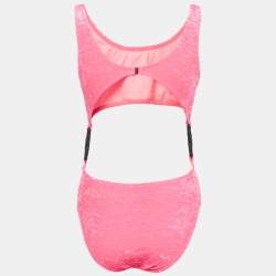 Pre Owned GCDS Pink Velvet Cut-Out Buckle Detail Swimsuit M
