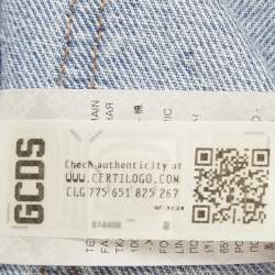 Pre Owned GCDS Blue Denim Logo Crystal Waist Detail Jeans S