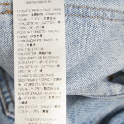 Pre Owned GCDS Blue Denim Logo Crystal Waist Detail Jeans S