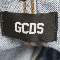 Pre Owned GCDS Blue Denim Logo Crystal Waist Detail Jeans S