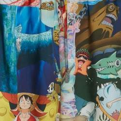 Pre Owned بنطلون GCDS ساتان بطبعات أنمي متعددة الألوان واسع الساق مقاس صغير جداً (إكس-سمول)