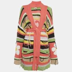 مملوكة مسبقًا كارديجان جي سي دي إس بلونين أخضر/وردي مع حواف متعرجة ومصنوع من التريكو مقاس وسط (ميديوم)