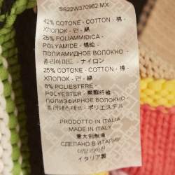 Pre Owned GCDS Green/Pink Fringed Rib Knit Cardigan M