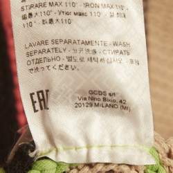 Pre Owned GCDS Green/Pink Fringed Rib Knit Cardigan M