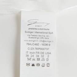 Pre Owned فستان جيني أبيض حرير ساتان تفاصيل أزهار طويلة بلامسات مقاس صغير - سمول