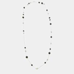 Georg Jensen Onyx Silver 925 Beads Long Station Necklace