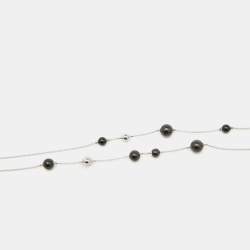 Georg Jensen Onyx Silver 925 Beads Long Station Necklace