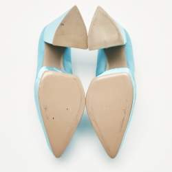 Georges Hobeika Blue Satin Platform Block Heel Pumps Size 39.5