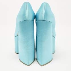 Georges Hobeika Blue Satin Platform Block Heel Pumps Size 39.5