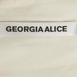 Pre Owned Georgia Alice Metallic Lamé Ruche Puff Sleeve Vegas Crop Top M